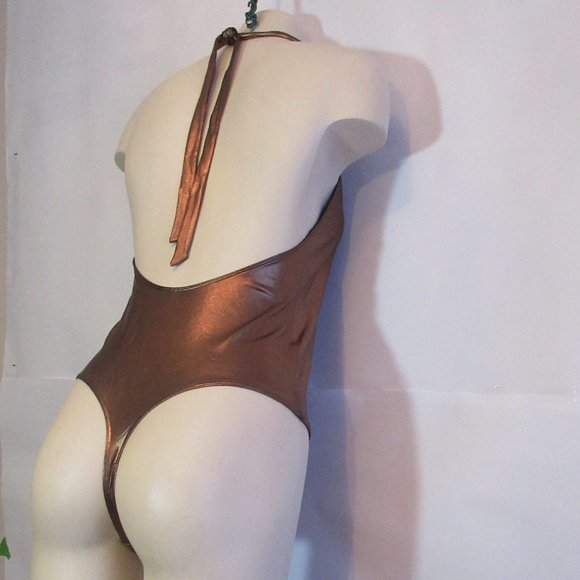 Aritzia  Little Moon  metallic Goldish  Luna Halter Bodysuit  Large - Picture 6 of 11